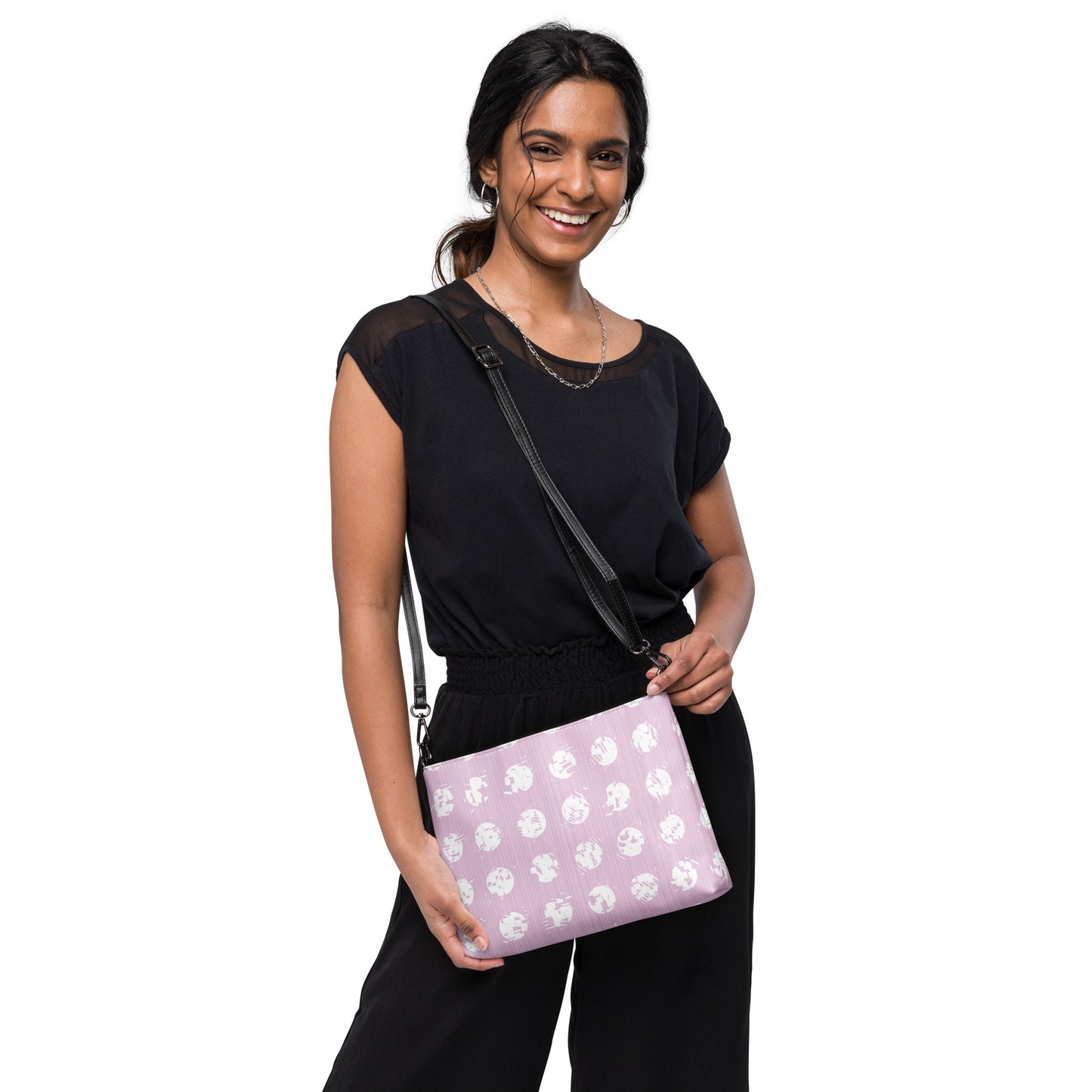 Women's White Polka Dot Pink Crossbody Bag