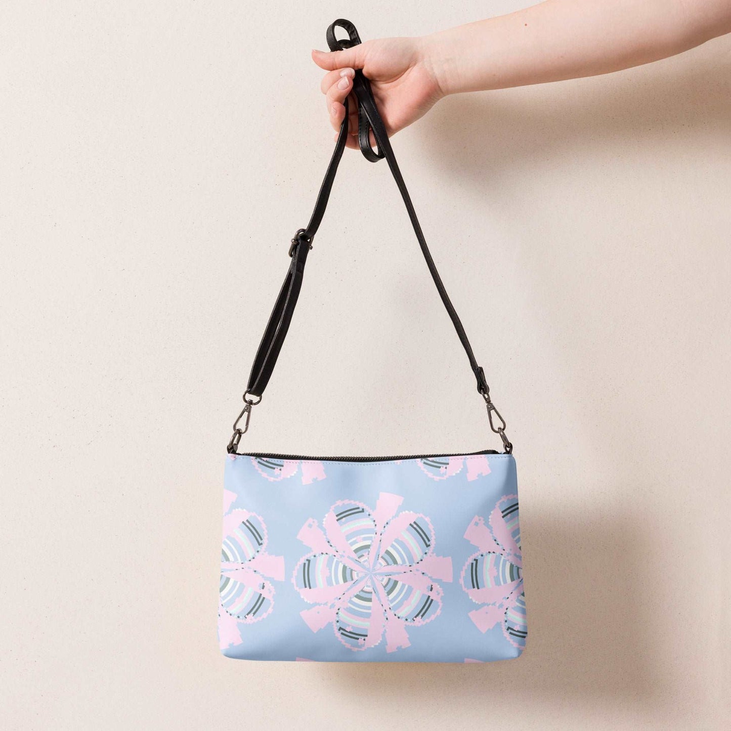 Floral Hybrid Pixel Art Crossbody Bag Hawkes Blue