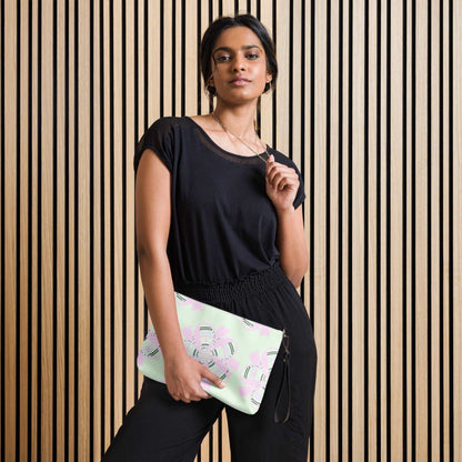 Floral Hybrid Pixel Art Crossbody Bag Honeydew