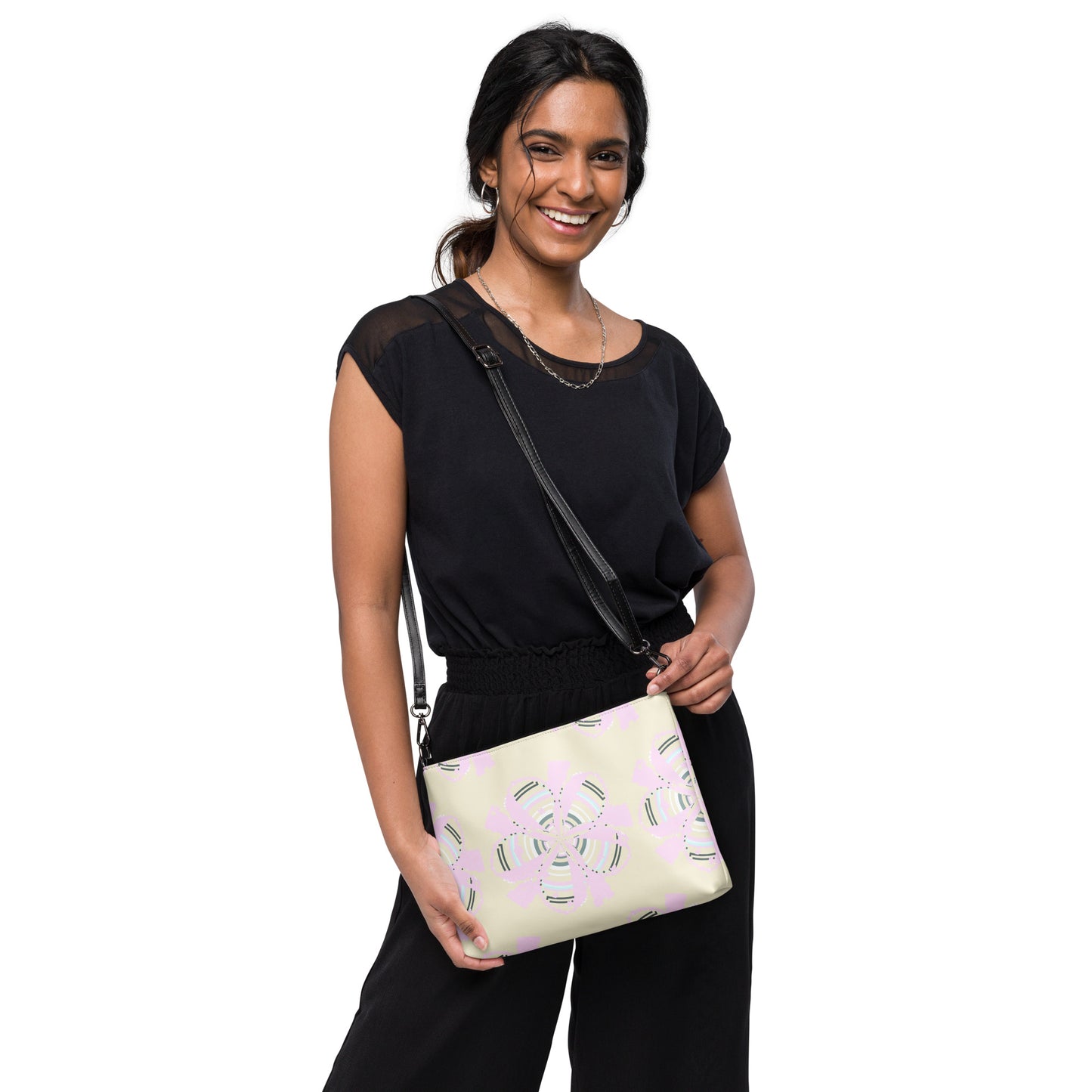 Yellow Crossbody Bag Floral Art