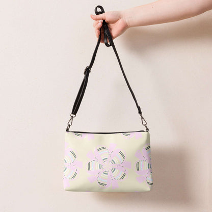 Floral Hybrid Pixel Art Crossbody Bag Apricot White