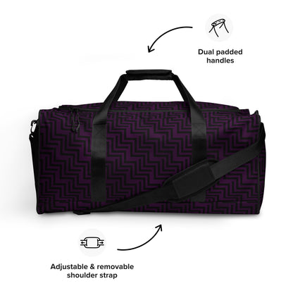 Duffle Bag Purple & Black Zig Zag Print