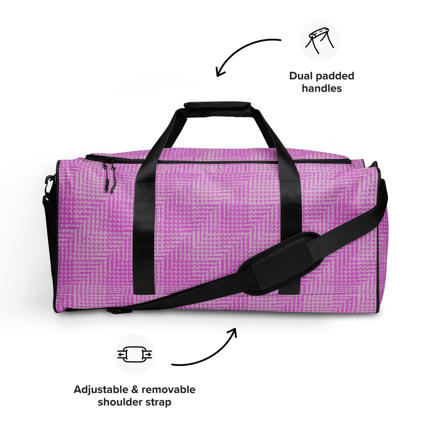 Duffle Bag Pink Houndstooth-Gingham Mix Large-Print