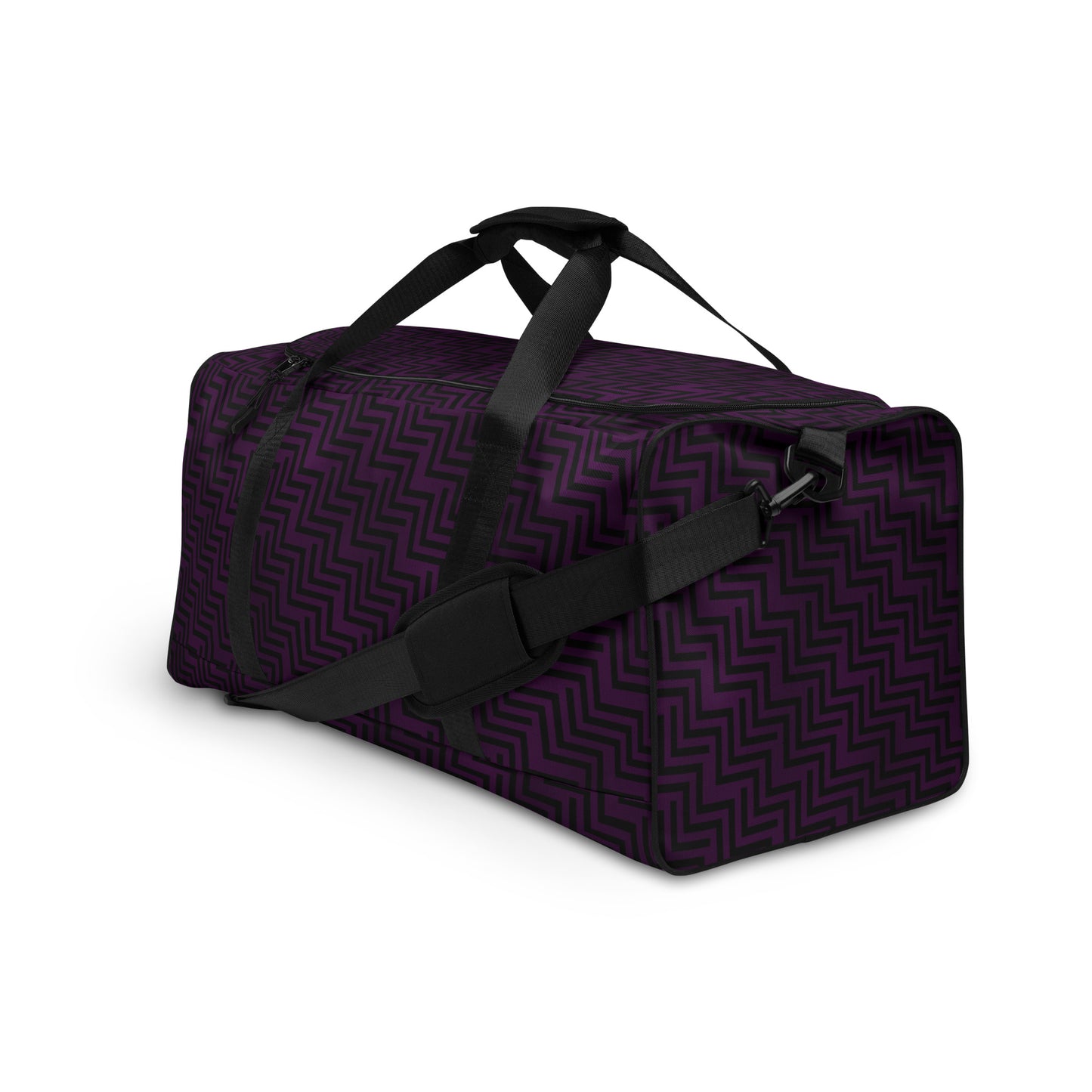 Duffle Bag Purple & Black Zig Zag Print