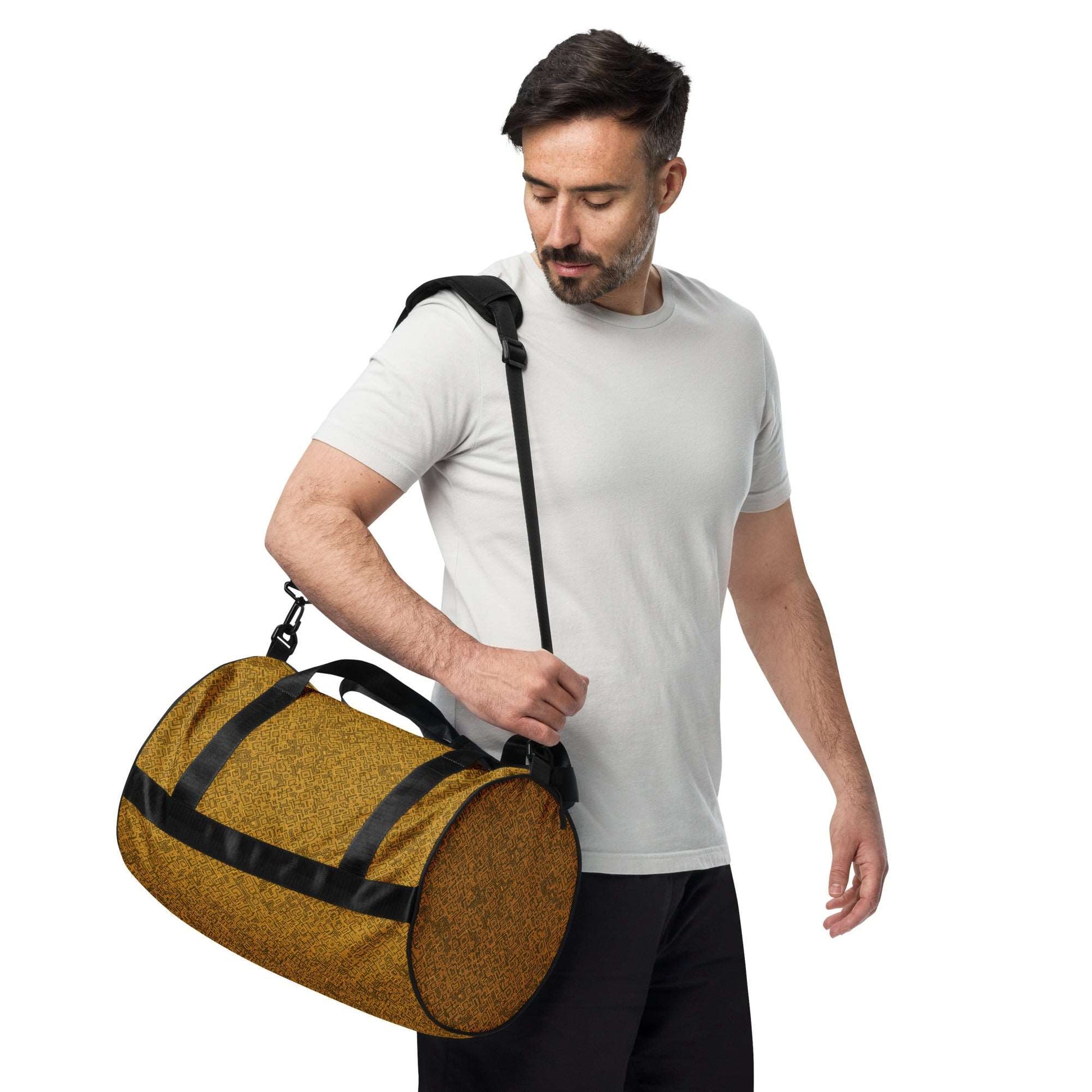 Gold Trace Pattern Gym Bag