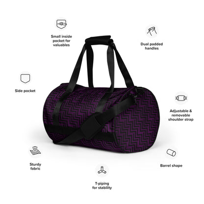 Gym Bag Purple & Black Zig Zag Print