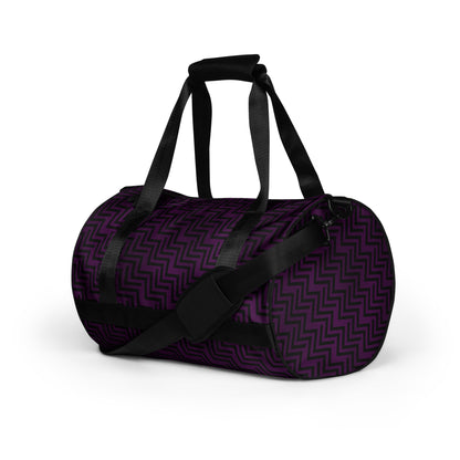 Gym Bag Purple & Black Zig Zag Print