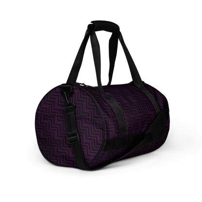 Gym Bag Purple & Black Zig Zag Print