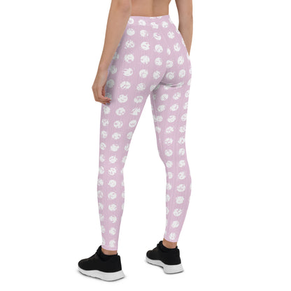 Women's White Polka Dot Pink Leggings