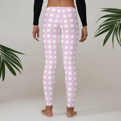 Women's White Polka Dot Pink Leggings