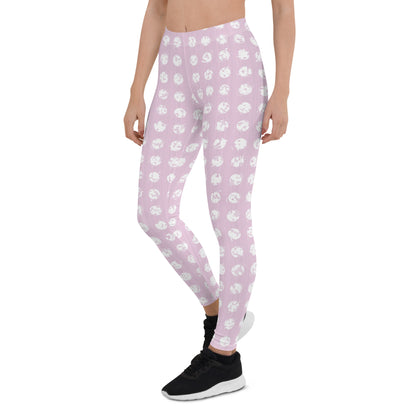 Women's White Polka Dot Pink Leggings