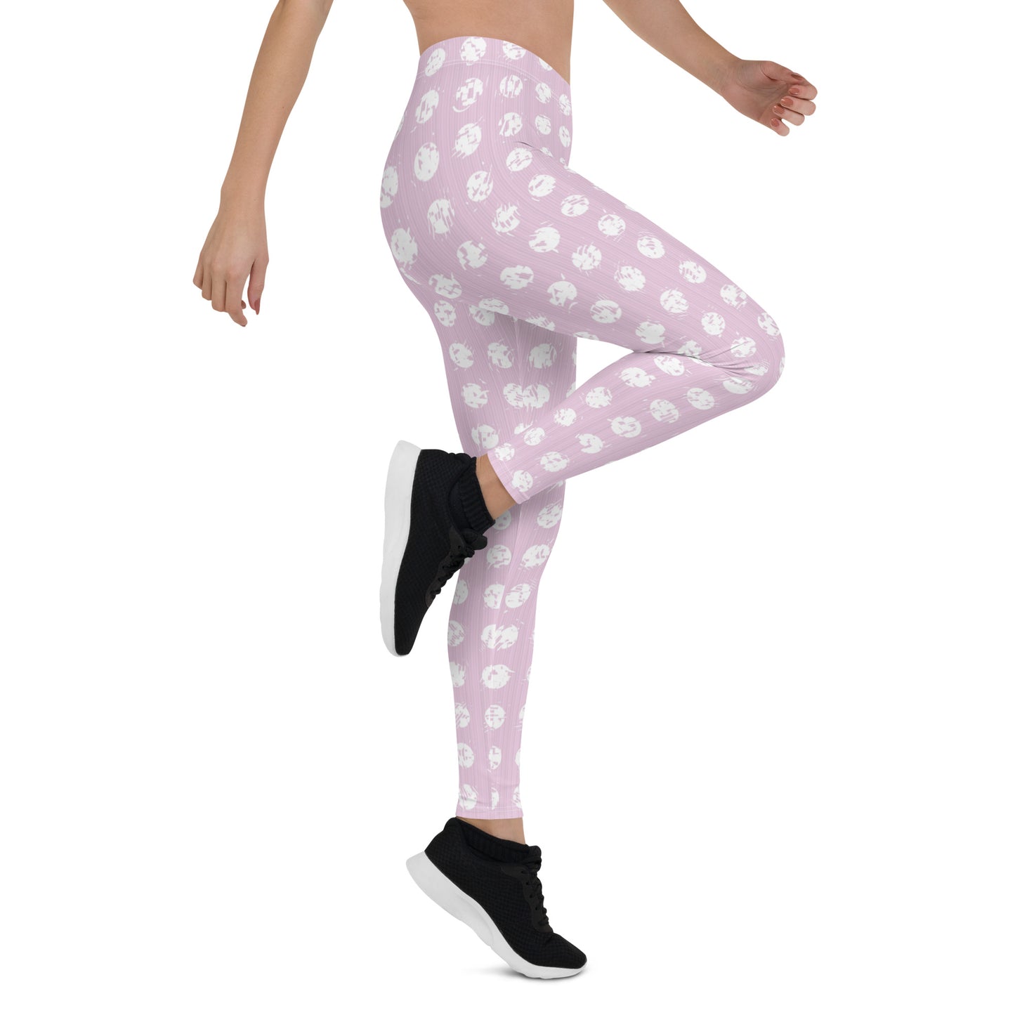 Women's White Polka Dot Pink Leggings