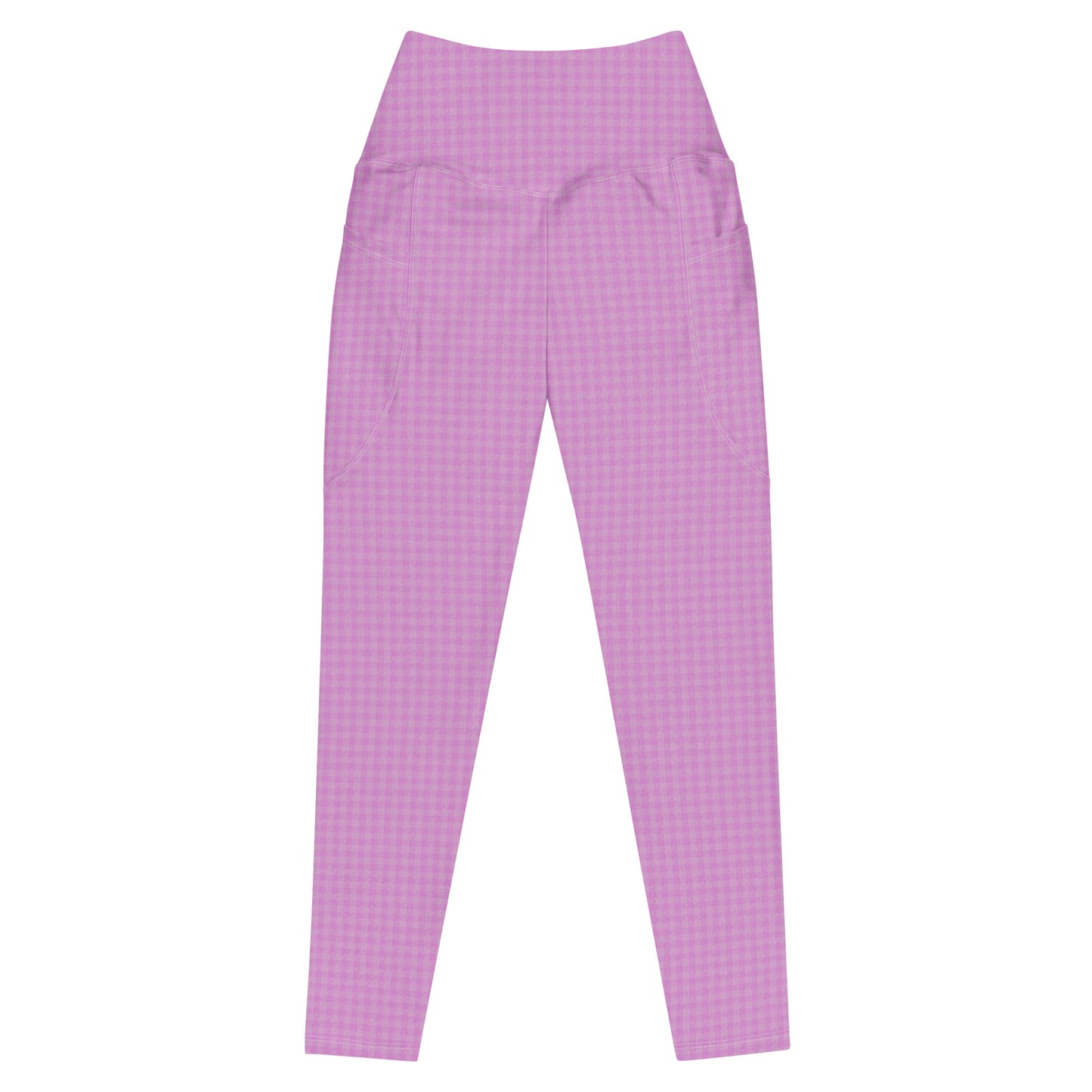 Women's Leggings Pink Houndstooth-Gingham Mix with Pockets