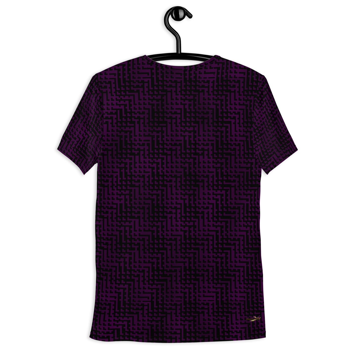 Men's Athletic T-shirt Black & Purple Houndstooth-Gingham Mix