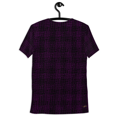 Men's Athletic T-shirt Black & Purple Houndstooth-Gingham Mix