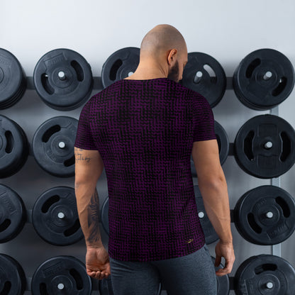 Men's Athletic T-shirt Black & Purple Houndstooth-Gingham Mix