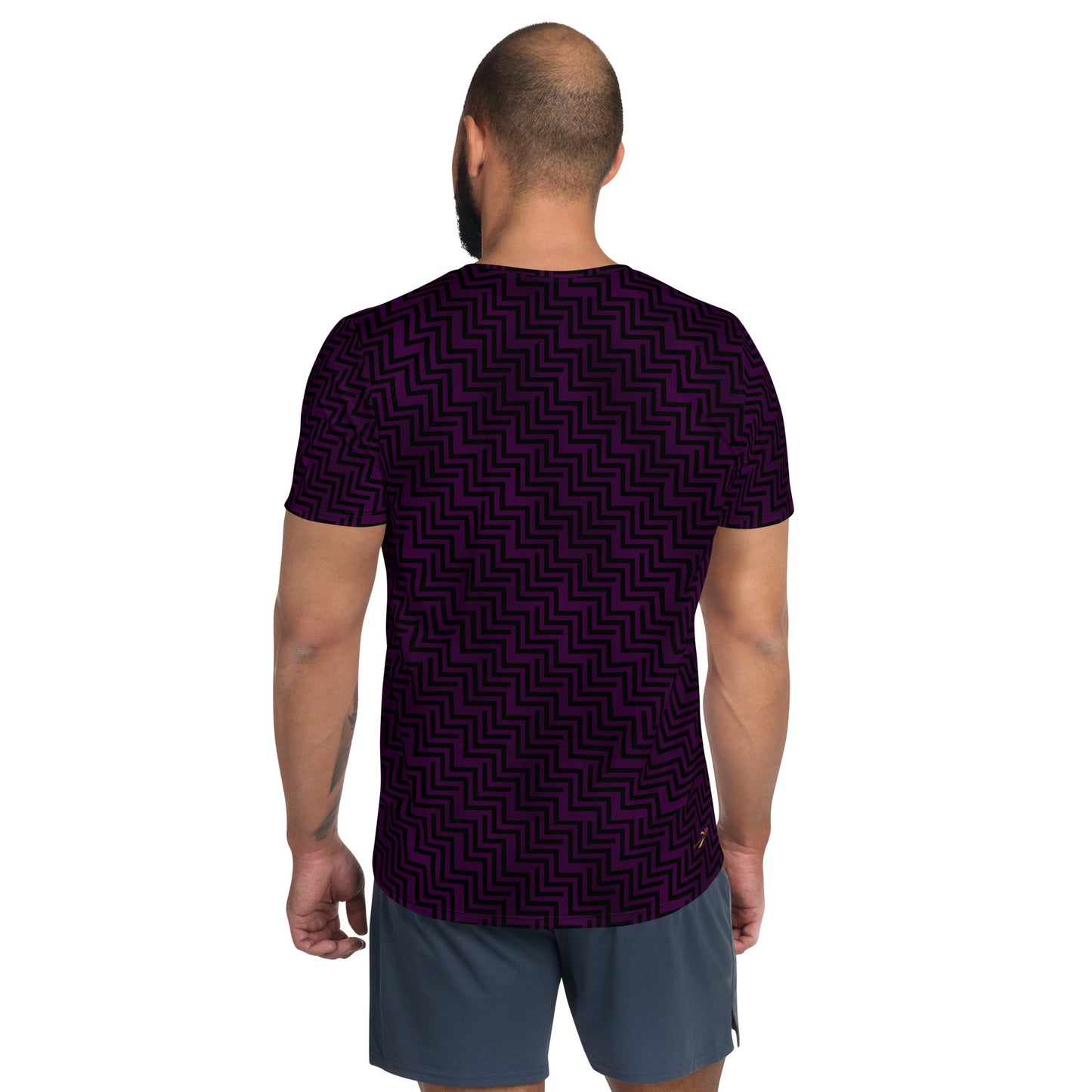 Men's Athletic T-shirt Purple & Black Zig Zag Print