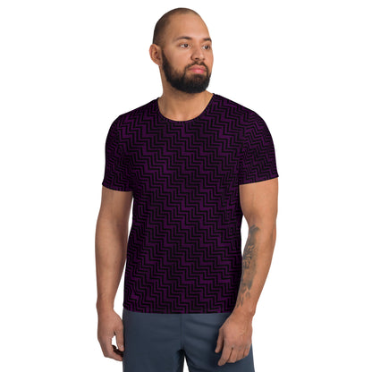 Men's Athletic T-shirt Purple & Black Zig Zag Print