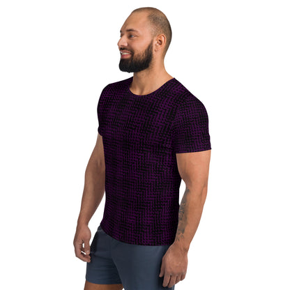 Men's Athletic T-shirt Black & Purple Houndstooth-Gingham Mix