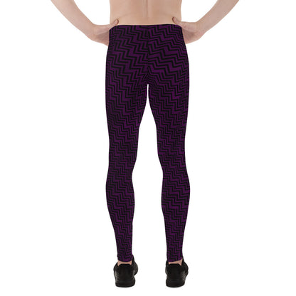 Men's Leggings Purple & Black Zig Zag Print