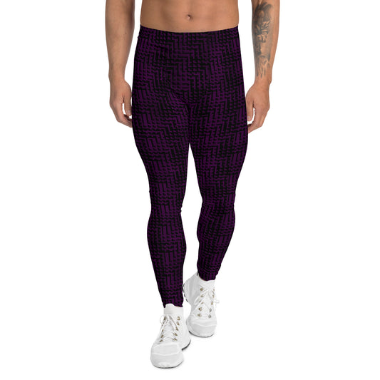 Men's Black & Purple Pixel Pattern Leggings