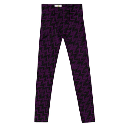 Men's Leggings Purple & Black Zig Zag Print