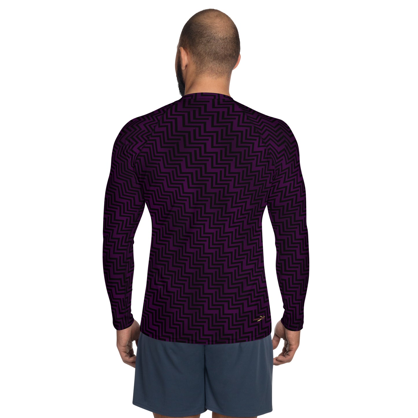 Men's Rash Guard Purple & Black Zig Zag Print