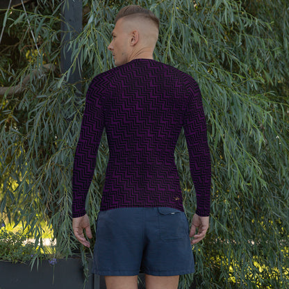 Men's Rash Guard Purple & Black Zig Zag Print