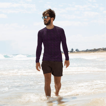 Men's Rash Guard Purple & Black Zig Zag Print