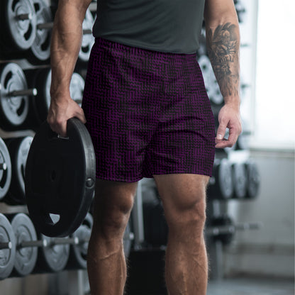 Men's Black & Purple Pixel Pattern Recycled Athletic Shorts