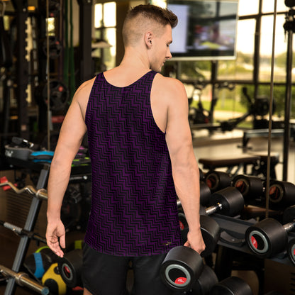 Unisex Tank Top Purple & Black Zig Zag Print