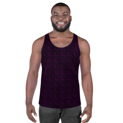 Unisex Tank Top Purple & Black Zig Zag Print