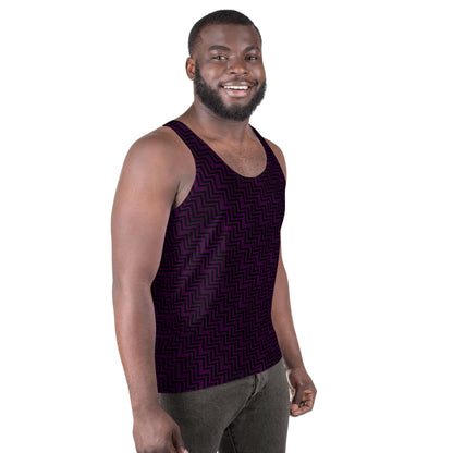 Unisex Tank Top Purple & Black Zig Zag Print