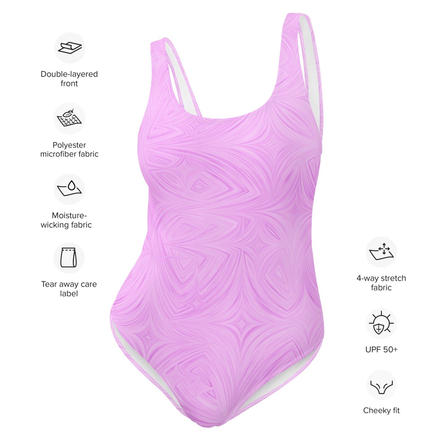 One-Piece Swimsuit Pink Tie-Dye