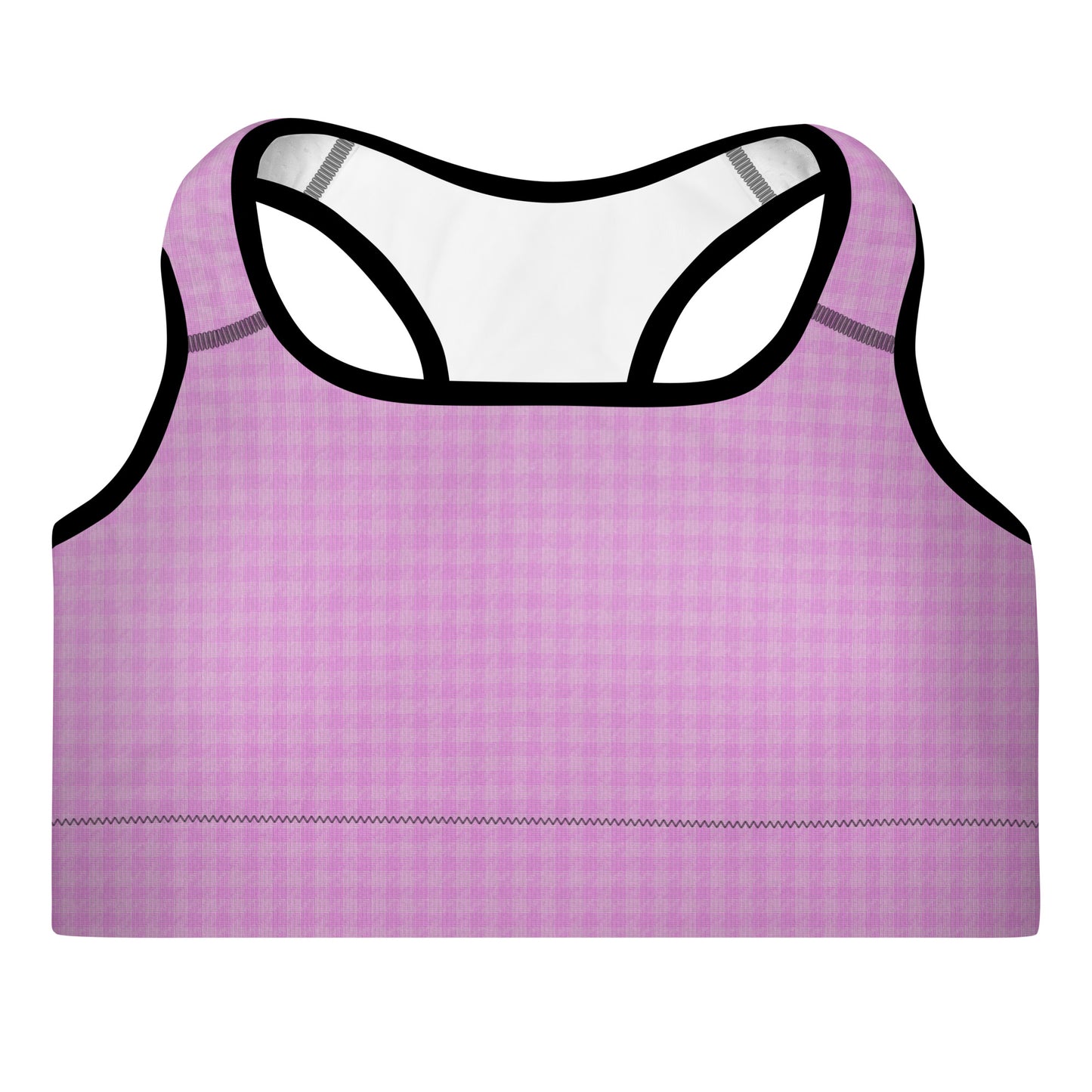 Women's Padded Sports Bra Pink Houndstooth-Gingham Mix