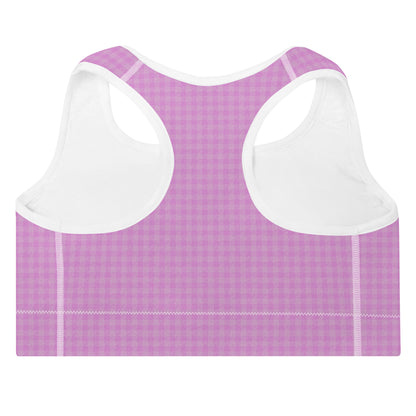 Women's Padded Sports Bra Pink Houndstooth-Gingham Mix