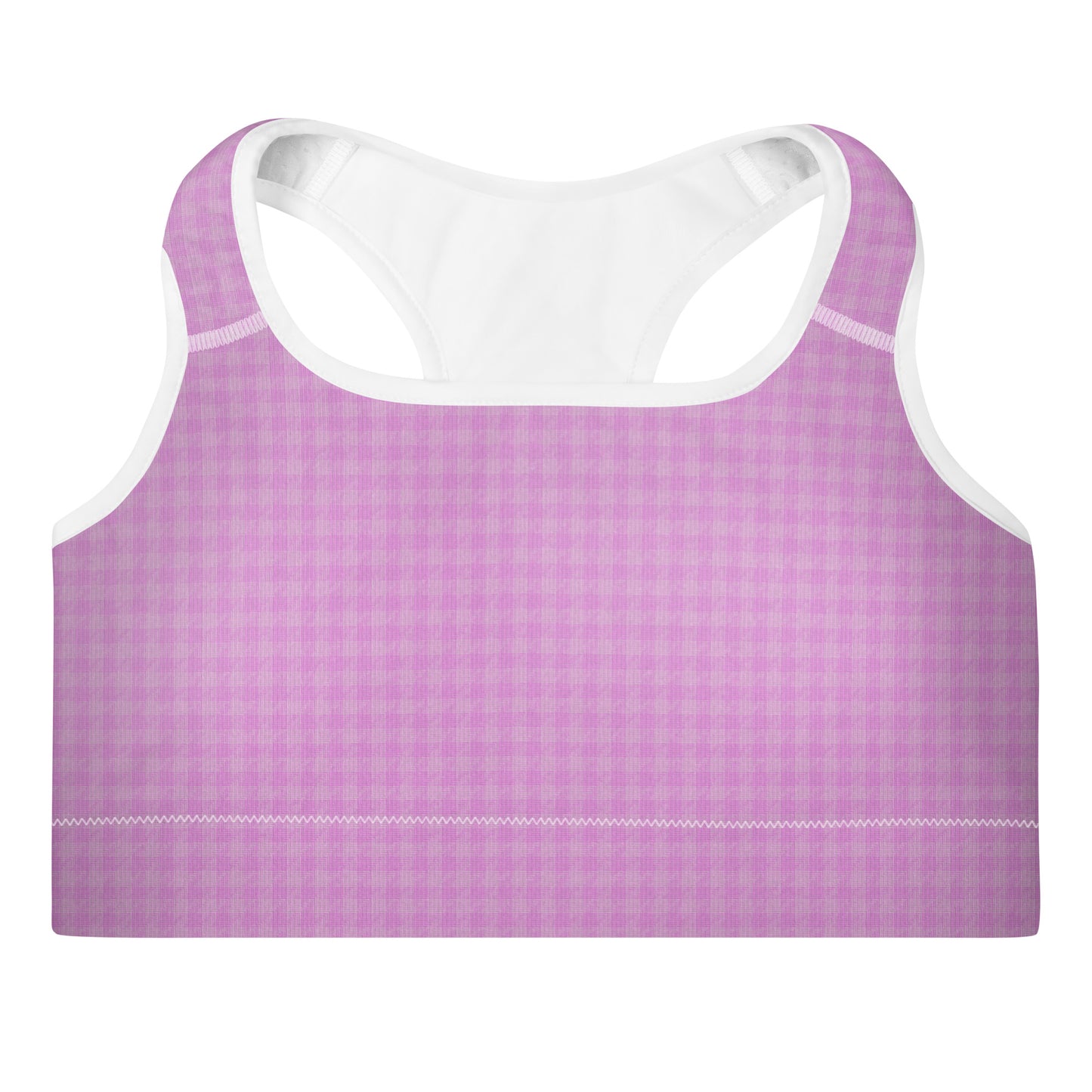 Women's Padded Sports Bra Pink Houndstooth-Gingham Mix