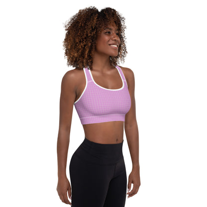 Women's Padded Sports Bra Pink Houndstooth-Gingham Mix