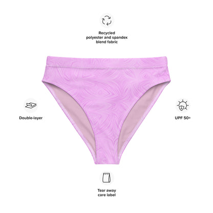 Recycled High-Waisted Bikini Bottom Pink Tie-Dye