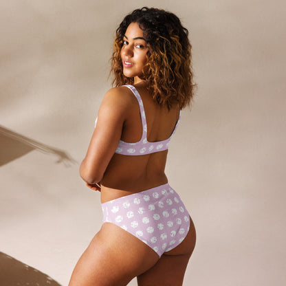 Women's White Polka Dot Pink Recycled High-Waisted Bikini