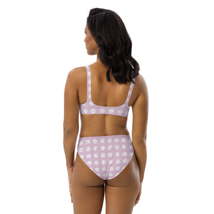 Women's White Polka Dot Pink Recycled High-Waisted Bikini