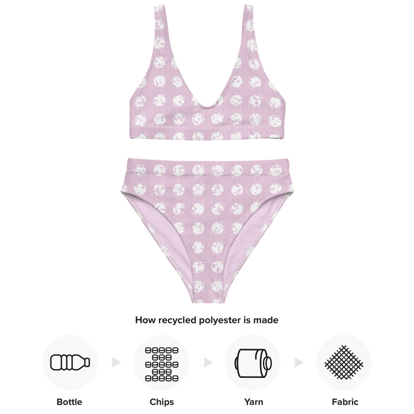 Women's White Polka Dot Pink Recycled High-Waisted Bikini