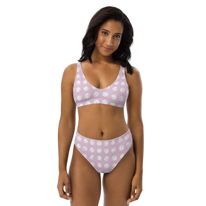 Women's White Polka Dot Pink Recycled High-Waisted Bikini