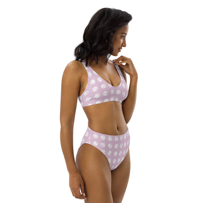 Women's White Polka Dot Pink Recycled High-Waisted Bikini