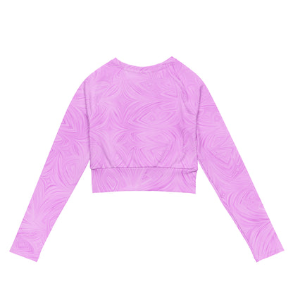 Recycled Long-Sleeve Crop Top Pink Tie-Dye