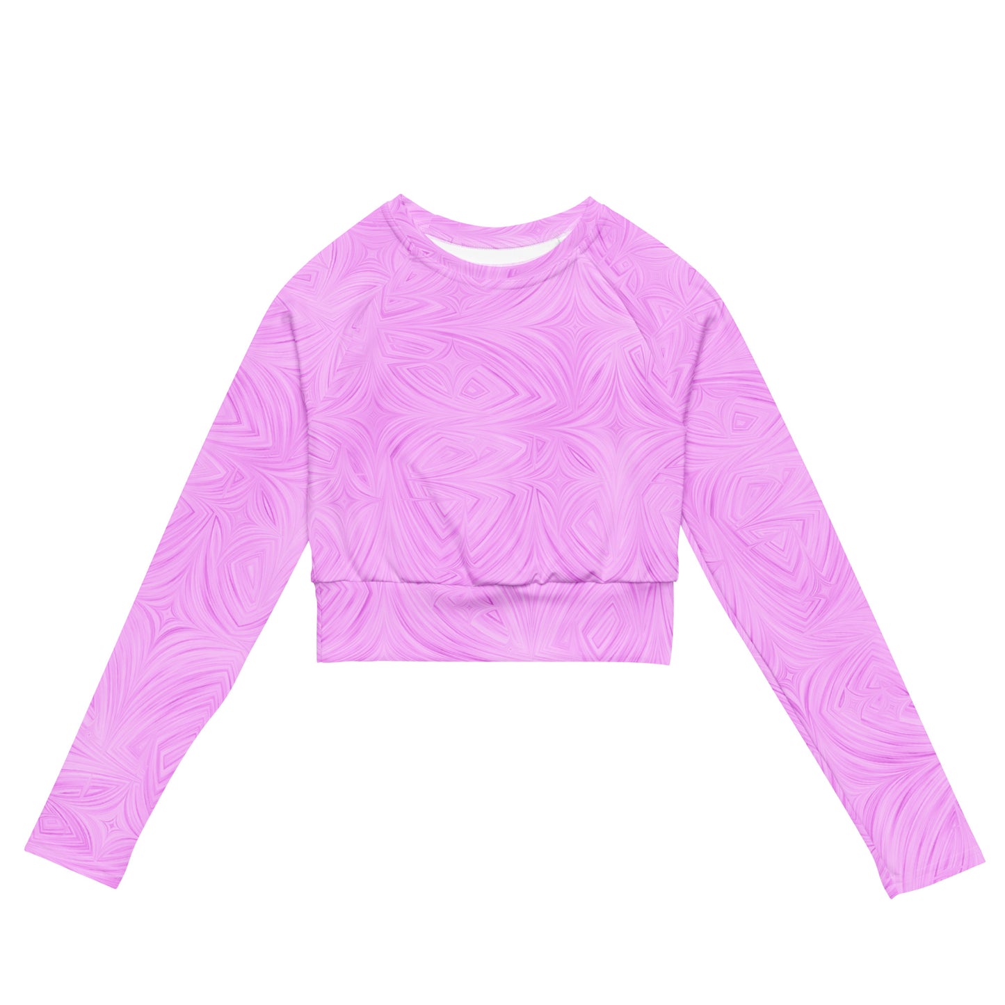 Recycled Long-Sleeve Crop Top Pink Tie-Dye