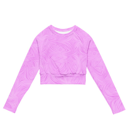 Recycled Long-Sleeve Crop Top Pink Tie-Dye