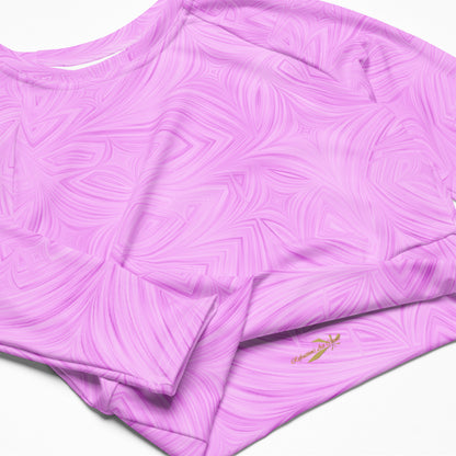 Recycled Long-Sleeve Crop Top Pink Tie-Dye