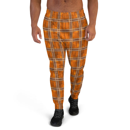 Men's Joggers Orange Plaid