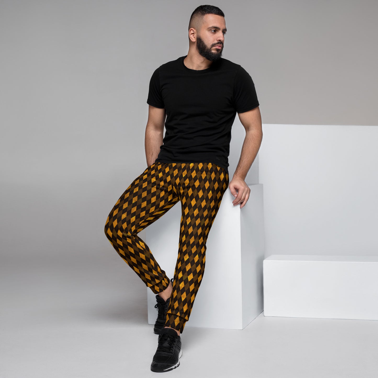 Men's Joggers Orange Argyle